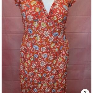 Loft floral dress in vibrant orange and yellow